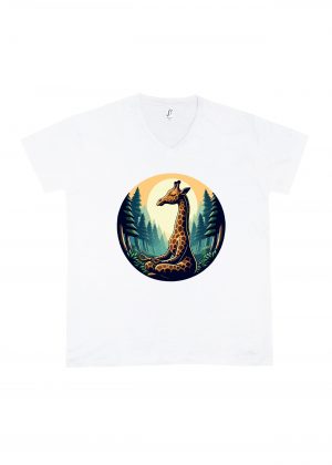 T-shirt blanc col V homme vue de face Visuel Méditations - yoga I - Spirituelles Zen Col V Hommes / Girafe ~ Spirituelles & Zen