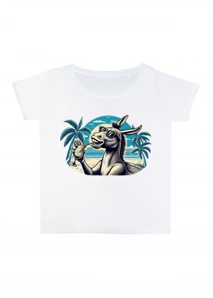 T-shirt blanc col rond large femme vue de face Visuel Ânes I - Eat me, drunk me Col rond Femmes / Âne I~ Summers Vibes