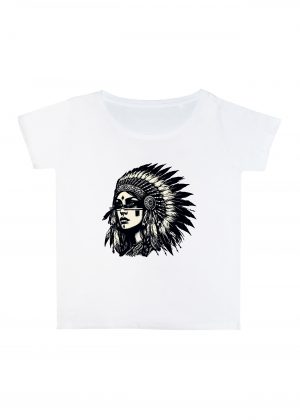 T-shirt blanc col rond large femme vue de face Visuel Apaches I - Western Col rond Femmes / Apache I ~ Westerns