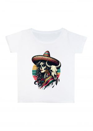 T-shirt blanc col rond large femme vue de face Visuel Bufles II - Western Col rond Femmes / Buffle II ~ Westerns