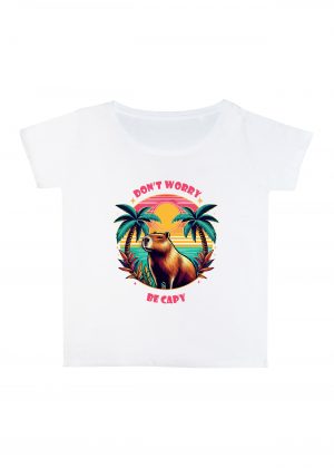T-shirt blanc col rond large femme vue de face Visuel Capybara I - Natures Col rond Femmes / Capybara I~ Summers Vibes