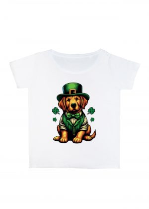 T-shirt blanc col rond large femme vue de face Visuel Chiens I - Saint Patrick Col rond Femmes / Chien ~ Saint Patrick