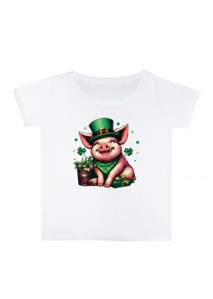 T-shirt blanc col rond large femme vue de face Visuel Cochons I - Saint Patrick Col rond Femmes / Cochon ~ Saint Patrick