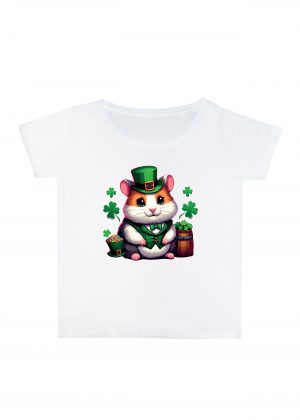T-shirt blanc col rond large femme vue de face Visuel Hamsters I - Saint Patrick Col rond Femmes / Hamster ~ Saint Patrick