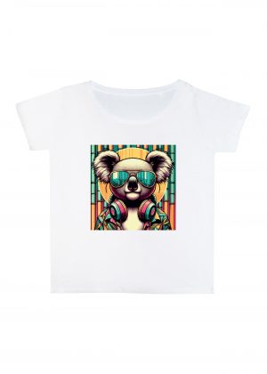T-shirt blanc col rond large femme vue de face Visuel Koalas I - Animaux Col rond Femmes / Koala ~ Summers Vibes