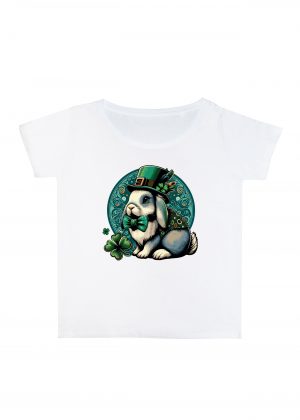 T-shirt blanc col rond large femme vue de face Visuel Lapins I - Saint Patrick Col rond Femmes / Lapin ~ Saint Patrick