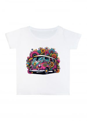 T-shirt blanc col rond large femme vue de face Visuel van I - Véhicules Col rond Femmes / Van I ~ Vintages Cars