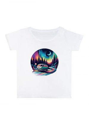 T-shirt blanc col rond large femme vue de face Visuel van V - Véhicules Col rond Femmes / Van V ~ Vintages Cars