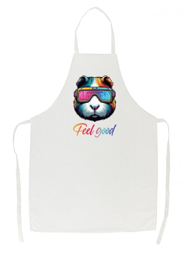 Tablier blanc vue de face Cochons d'Inde lunettes futuristes I Tablier Cochon d'Inde ~ Colors Vibes