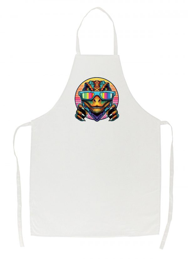 Tablier blanc vue de face Dinosaures lunettes I Tablier Dinosaure I ~ Colors Vibes