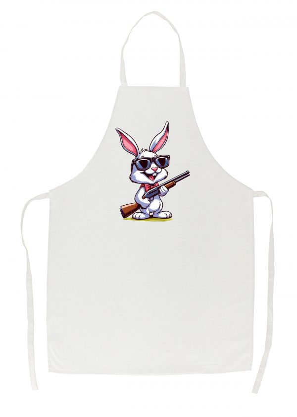 Tablier blanc vue de face Visuel Lapins I - Humours Tablier Lapin ~ Humours