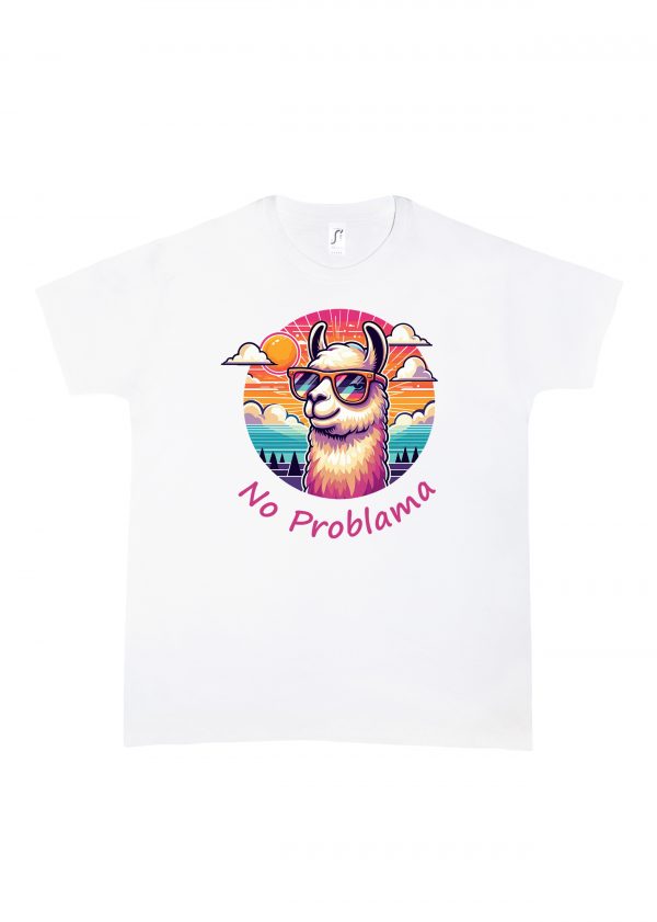 Tshirt blanc col rond homme vue de face Visuel Alpagas II - Animaux Col rond Hommes / Lama III ~ Summers Vibes