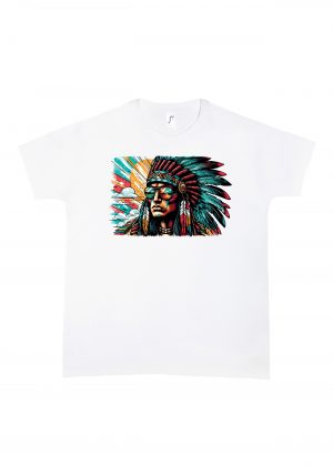 Tshirt blanc col rond homme vue de face Visuel Apaches II - Western Col rond Hommes / Apache II ~ Westerns