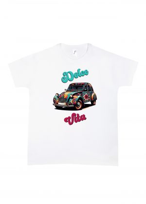 Tshirt blanc col rond homme vue de face Visuel CV I - Véhicules Col rond Hommes / 2 CV ~ Vintages Cars