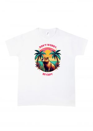 Tshirt blanc col rond homme vue de face Visuel Capybara I - Natures Col rond Hommes / Capybara I ~ Summers Vibes