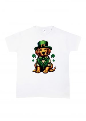 Tshirt blanc col rond homme vue de face Visuel Chiens I - Saint Patrick Col rond Hommes / Chien ~ Saint Patrick