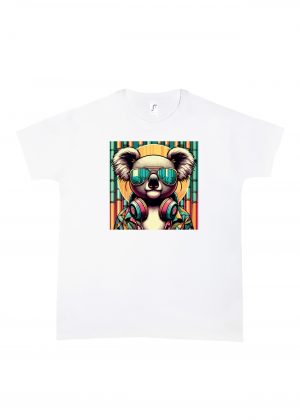 Tshirt blanc col rond homme vue de face Visuel Koalas I - Animaux Col rond Hommes / Koala ~ Summers Vibes
