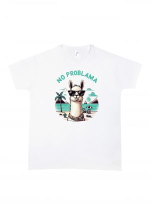 Tshirt blanc col rond homme vue de face Visuel Lamas I - Animaux Col rond Hommes / Lama I ~ Summers Vibes