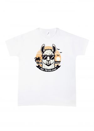 Tshirt blanc col rond homme vue de face Visuel Lamas II - Animaux Col rond Hommes Lama II - Summers Vibes