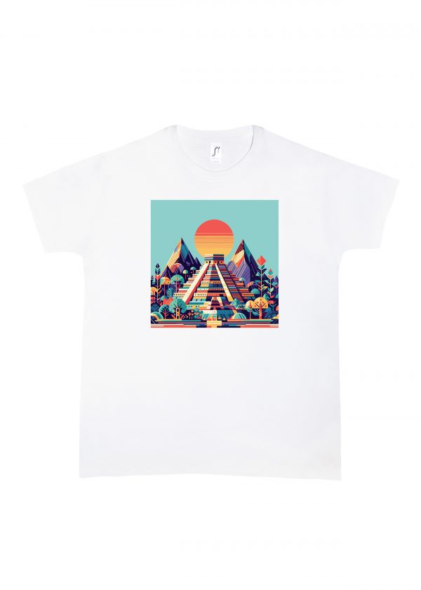 Tshirt blanc col rond homme vue de face Visuel Pyramides I - Spirituelles Zen Col rond Hommes / Pyramide I ~ Spirituelles & Zen