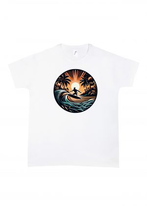 Tshirt blanc col rond homme vue de face Visuel Surf I - Sports & Jeux Col rond Hommes / Surf ~ Summers Vibes