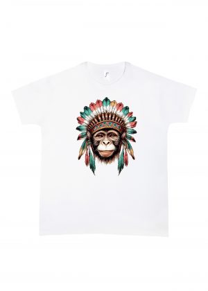 Tshirt blanc col rond homme vue de face Visuel singes I - Western Col rond Hommes / Singe ~ Westerns