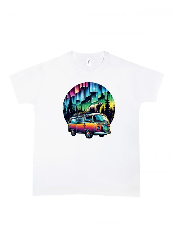 Tshirt blanc col rond homme vue de face Visuel van III - Véhicules Col rond Hommes / Van III ~ Vintages Cars