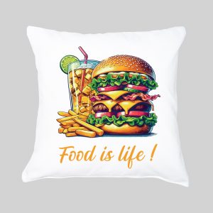 Housse de coussin / Burger ~ Eat me / Drink me