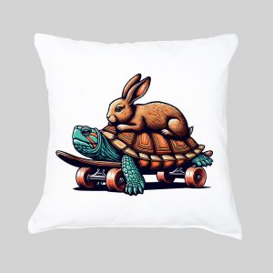 Housse de coussin Tortue & Lièvre ~ Humours