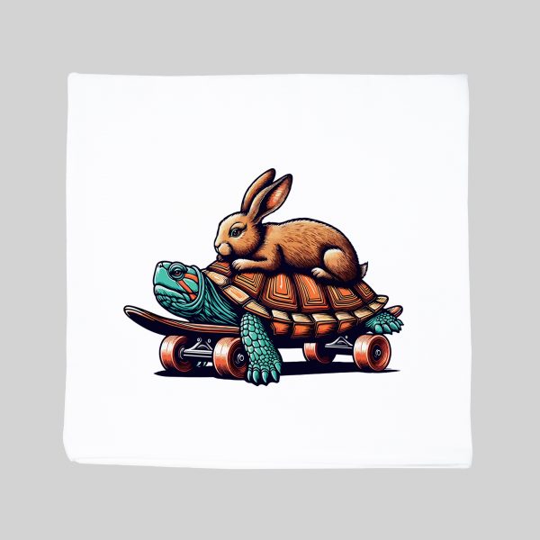 Housse de coussin blanc vue de face Visuel Tortues I - Humours Housse de coussin Tortue & Lièvre ~ Humours
