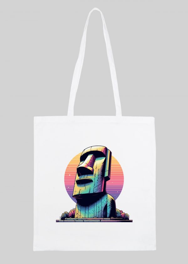 Masque sac tote bag blanc vue de face Visuel Ile de paques III - Spirituelles Zen Tote Bag Ile de Pâques III ~ Spirituelles & Zen