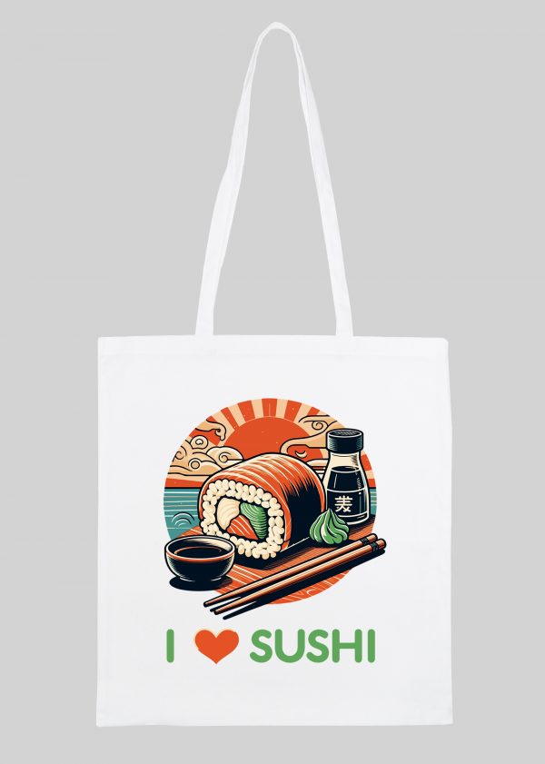 Masque sac tote bag blanc vue de face Visuel sushis III - Asia Tote Bag Sushis III ~ Asia