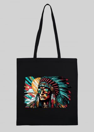 Masque sac tote bag noir vue de face Visuel Apaches II - Western Tote Bag Apache II ~ Westerns