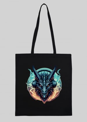 Masque sac tote bag noir vue de face Visuel Dragons I - Fantastiques & Sciences fictions Tote Bag Dragon ~ Fantastiques & Sciences fictions