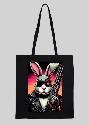 Masque sac tote bag noir vue de face Visuel Lapins I - Fantastiques & Sciences fictions Tote Bag Lapin I ~ Fantastiques & Sciences fictions
