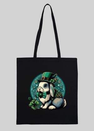 Masque sac tote bag noir vue de face Visuel Lapins I - Saint Patrick Tote Bag Lapin ~ Saint Patrick