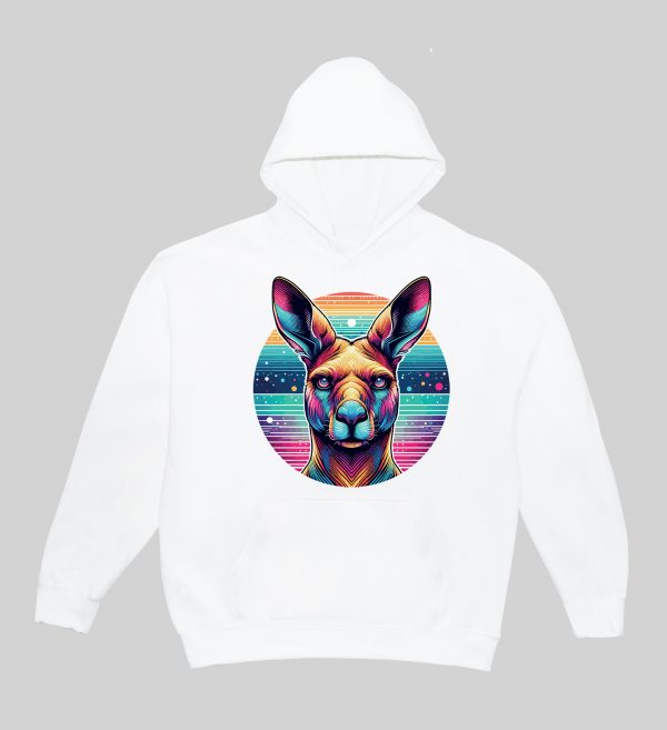 Sweets blanc capuche adultes vue de face Kangourous lunettes I Sweats à capuche Unisexe Adultes / Kangourou ~ Colors Vibes