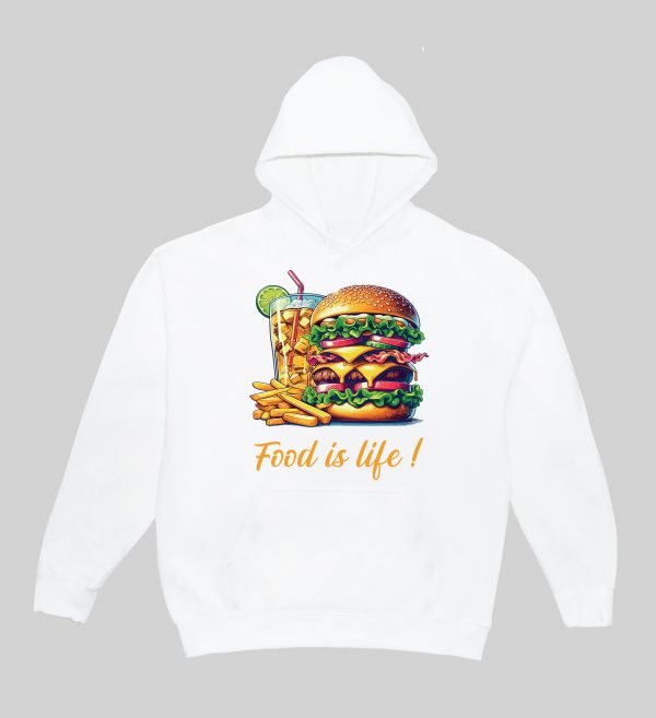Sweets blanc capuche adultes vue de face Visuel Burgers I - Eat me, drunk me Sweats à capuche Unisexe Adultes / Burger ~ Eat me & Drink me