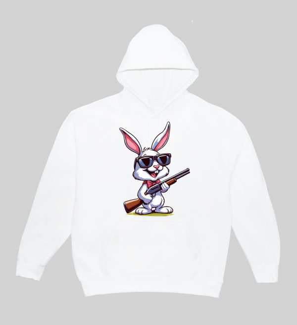 Sweets blanc capuche adultes vue de face Visuel Lapins I - Humours Sweats à capuche Unisexe Adultes / Lapin ~ Humours
