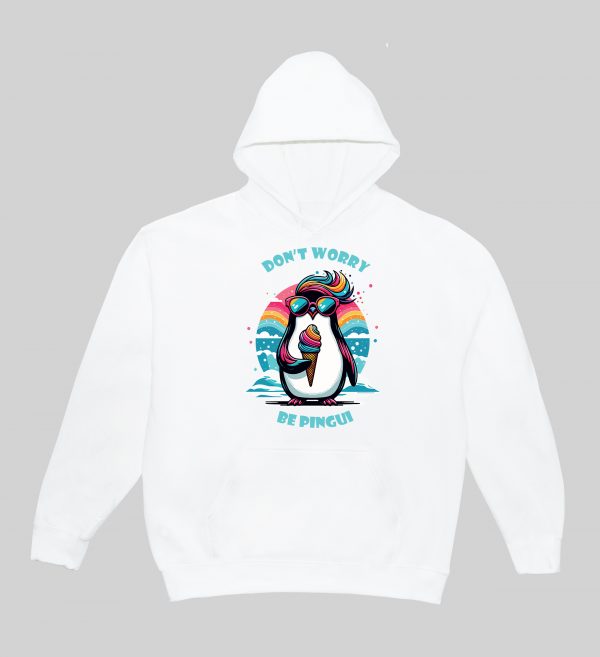Sweets blanc capuche adultes vue de face Visuel Pinguins I - Eat me, drunk me Sweats à capuche Unisexe Adultes / Pinguin ~ Eat me & Drink me