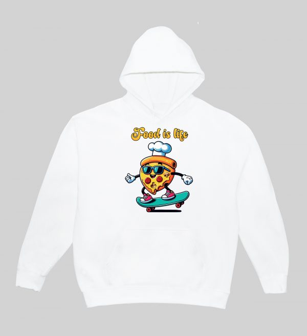 Sweets blanc capuche adultes vue de face Visuel Pizza I - Eat me, drunk me Sweats à capuche Unisexe Adultes / Pizza ~ Eat me & Drink me