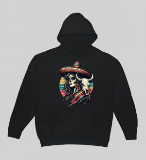 Sweets noir capuche adultes vue de face Visuel Bufles II - Western Sweats à capuche Unisexe Adultes / Bufle II ~ Western