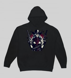 Sweets noir capuche adultes vue de face Visuel Cowboys I - Western Sweats à capuche Unisexe Adultes / Cowboy ~ Western