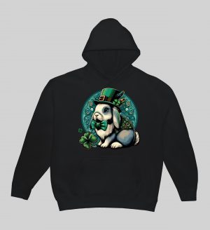 Sweets noir capuche adultes vue de face Visuel Lapins I - Saint Patrick Sweats à capuche Unisexe Adultes / Lapin ~ Saint Patrick