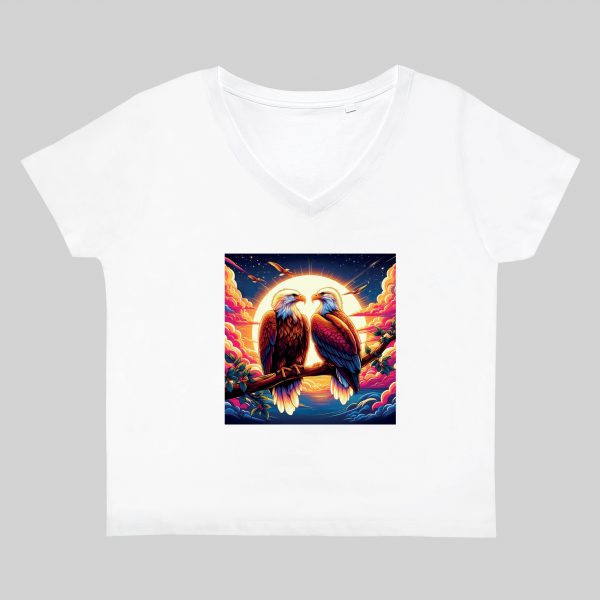 T-shirt blanc col V femme vue de face Visuel Aigles II - Loves Col V Femmes / Aigles II ~ Loves