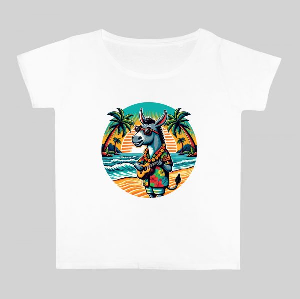 T-shirt blanc col rond large femme vue de face Visuel Anes II - Musiques Col rond Femmes / Âne II ~ Summers Vibes