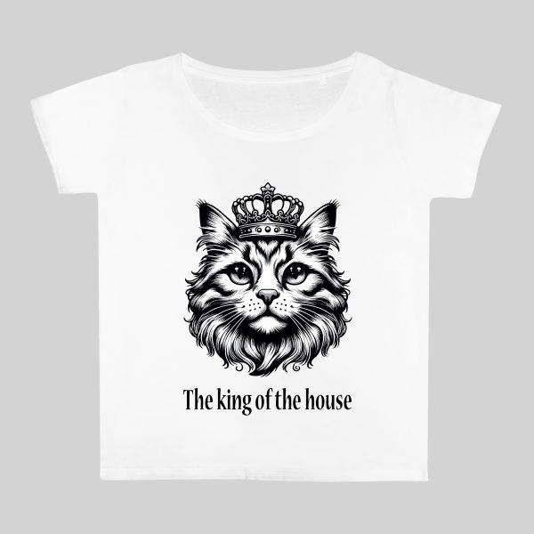T-shirt blanc col rond large femme vue de face Visuel Chats I - Humours Col rond Femmes / Chat ~ Humours