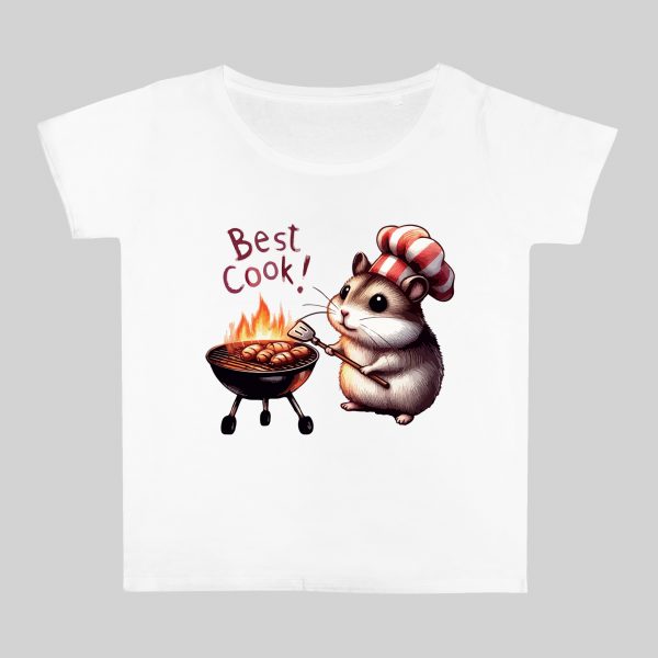 T-shirt blanc col rond large femme vue de face Visuel Hamsters II - Eat me, drunk me Col rond Femmes / Hamster II ~ Eat me, drink me