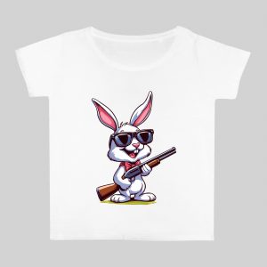 T-shirt blanc col rond large femme vue de face Visuel Lapins I - Humours Col rond Femmes / Lapin ~ Humours