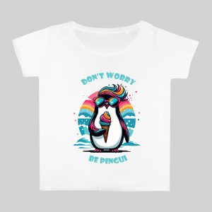 T-shirt blanc col rond large femme vue de face Visuel Pinguins I Col rond Femmes / Pinguin ~ Eat me, drink me